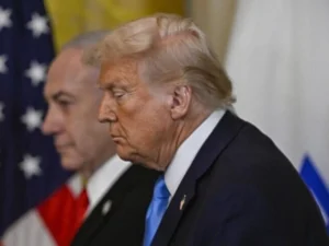 US President Donald Trump with Israeli Prime Minister Benjamin Netanyahu at the White House.