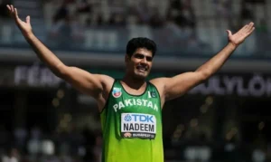 Arshad Nadeem during a training session ahead of the Commonwealth Games