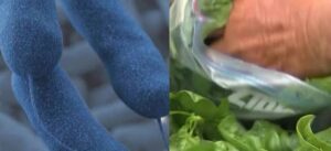 Fresh fruits and vegetables being washed to help prevent cyclosporiasis infection.