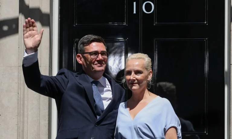 Andy Burnham speaks outside 10 Downing Street after being appointed UK prime minister by King Charles III.