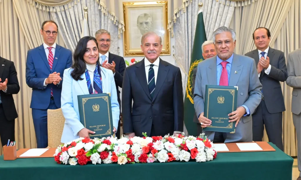 Prime Minister Shehbaz Sharif and Canadian Foreign Minister Anita Anand during bilateral talks in Islamabad.