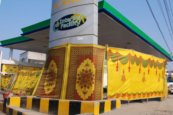 Closed petrol station in Pakistan after fuel pump owners announce an indefinite nationwide strike.