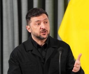 Protesters in Kyiv demonstrate against the replacement of Mykhailo Fedorov as Ukraine's defence minister