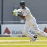 Pakistan batter Shan Masood plays a shot during the Test against West Indies.