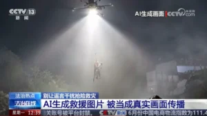Flood response in China as authorities crack down on AI-generated misinformation after Typhoon Noul.