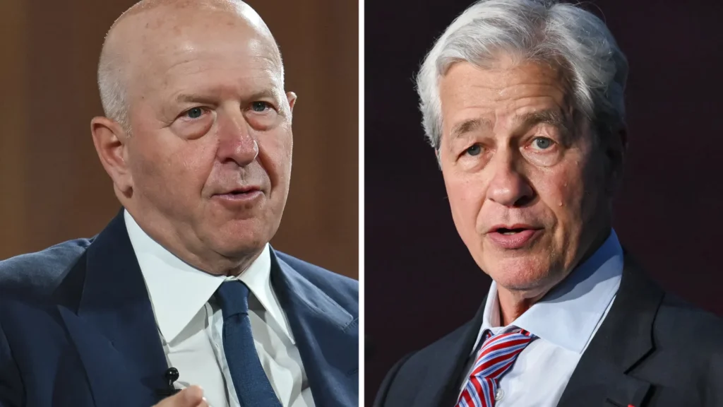 Wall Street financial district as Goldman Sachs and JPMorgan benefit from the global AI investment boom.