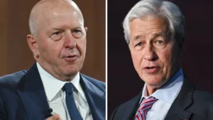 Wall Street financial district as Goldman Sachs and JPMorgan benefit from the global AI investment boom.