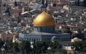 Al-Aqsa Mosque in Jerusalem as eight Muslim nations condemn Israeli actions at the holy site.