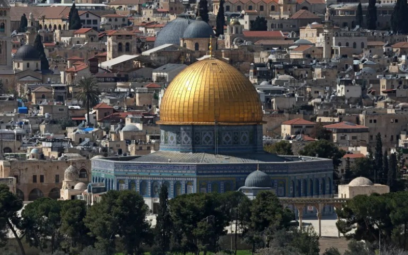 Al-Aqsa Mosque in Jerusalem as eight Muslim nations condemn Israeli actions at the holy site.