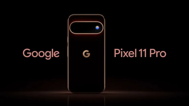 Close-up of the Pixel 11 Pro rear camera bar featuring the new Pixel Glow RGB LED.