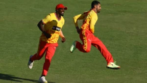 India and Zimbabwe players ahead of the opening T20 International at Harare Sports Club in Zimbabwe.