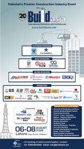 Build Asia 2026 exhibition at Lahore Expo Centre featuring construction industry exhibitors.