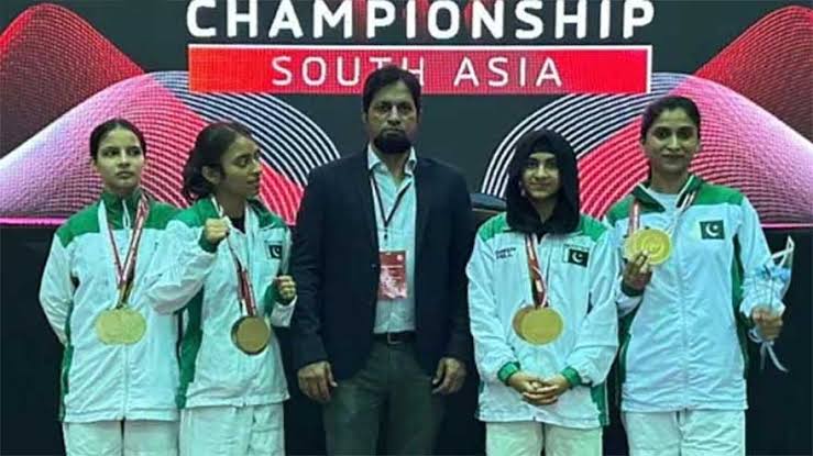 Pakistan Under-16 team celebrating victory at the Asian Ju-Jitsu Championship 2026 in Almaty, Kazakhstan.