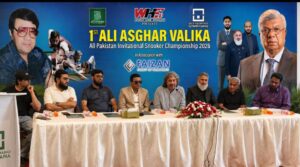 Ali Asghar Valika Championship press conference ahead of the invitational snooker tournament in Karachi.
