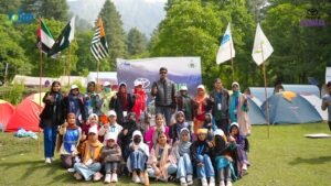 Young girls participating in an outdoor leadership camp sponsored by Indus Motor Company at Sharan Forest Kaghan.