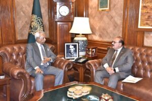 CAP Chairman Kaukab Iqbal meets Governor Sindh Syed Nehal Hashmi at the Governor House in Karachi.