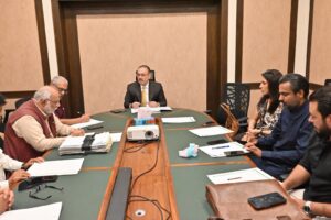 Senior Minister Sharjeel Inam Memon reviews Sindh government film projects during a Film Oversight Board meeting.