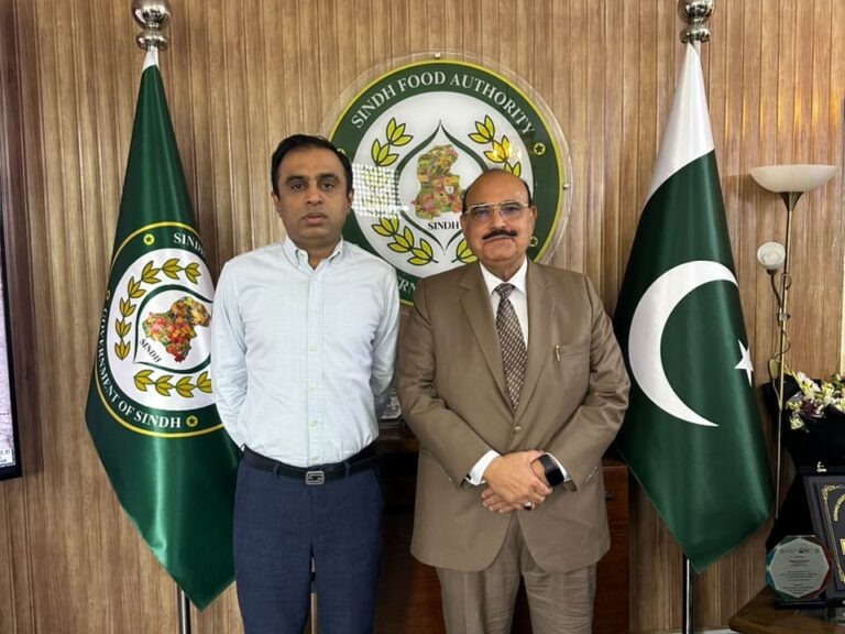 CAP Chairman Kaukab Iqbal invites Sindh Food Authority Director General Shahzad Fazal to the Food Safety Conference 2026.