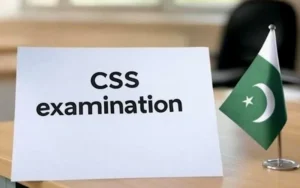 Candidates appear for the CSS examination at an examination centre in Pakistan.