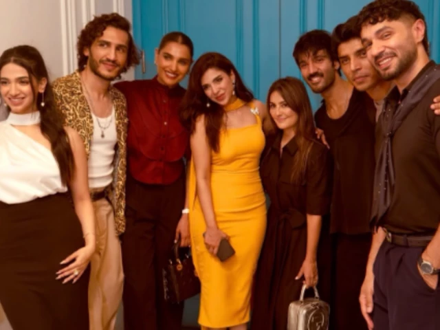 Sonya Hussaiyn posing with fellow celebrities at her birthday dinner