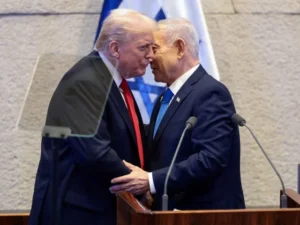 Donald Trump and Benjamin Netanyahu ahead of planned talks in Washington as regional tensions with Iran continue.