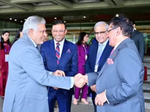 Pakistan Deputy Prime Minister Ishaq Dar holds talks with Bangladesh Foreign Minister Khalilur Rehman during the ASEAN Regional Forum in Manila.