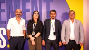 Officials and digital creators attend the launch ceremony of the Pakistan Influencer Awards in Karachi.
