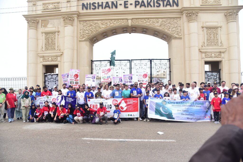 Rotary Karachi members and guests at the Walk a Cause awareness campaign.