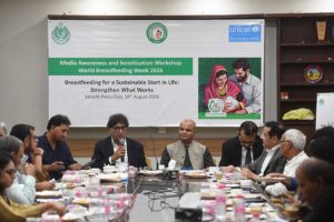 Health experts discuss breastfeeding and infant nutrition at a Karachi workshop.