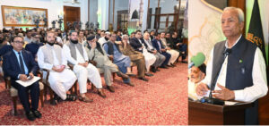 Governor Sindh Nehal Hashmi addressing Seerat-un-Nabi seminar at Governor House Karachi