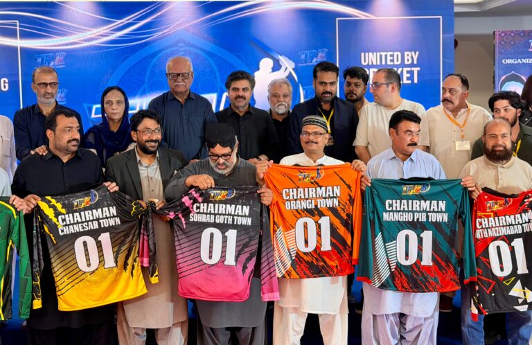 Nasir Hussain Shah at the Town Premier League launch ceremony in Karachi