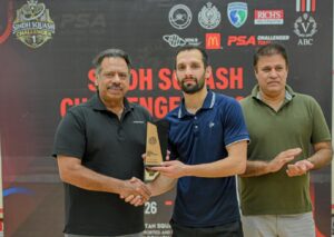Nasir Iqbal wins the PSA Sindh Challenger Squash Championship in Karachi.