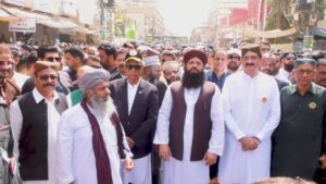 Sindh Governor Nihal Hashmi leads Eid Milad-un-Nabi procession at Memon Mosque Bolton Market Karachi