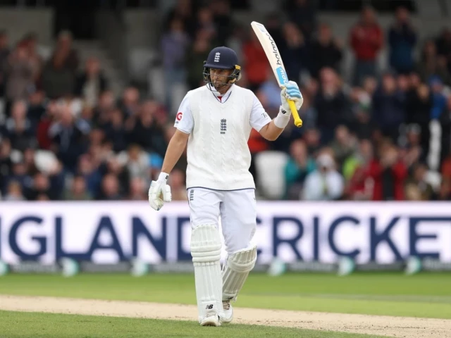 Joe Root batting for England during the Test against Pakistan at Headingley