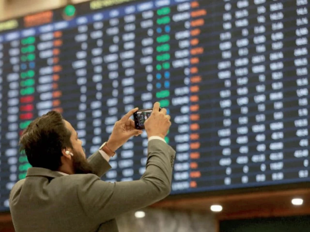 Pakistan Stock Exchange KSE-100 index and market trading activity