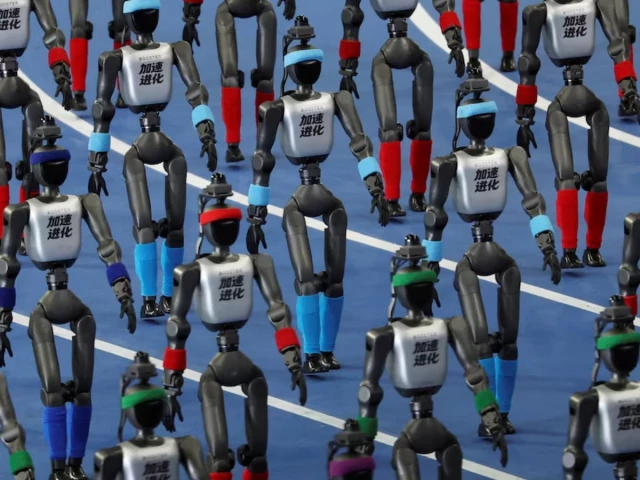 Chinese humanoid robots competing at the World Humanoid Robot Games in Beijing