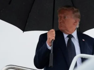 US President Donald Trump speaking about Iran and new economic sanctions.
