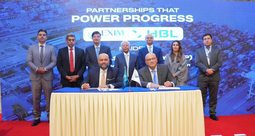 HBL and EXIM Bank officials strengthen export finance support for Pakistani exporters.