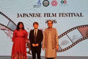 Japanese Film Festival 2026 opening ceremony at the Arts Council of Pakistan in Karachi.