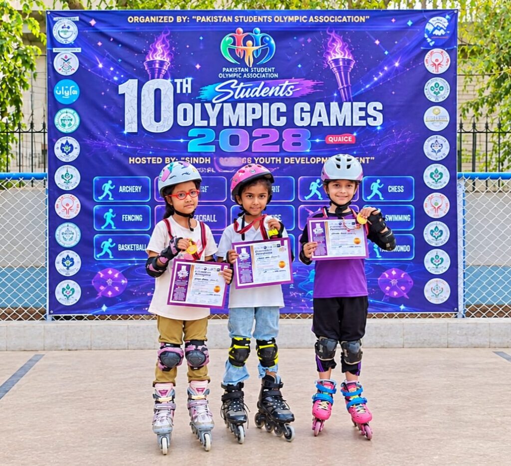Areeba Ahmer wins skating race at Students Olympic Games 2026