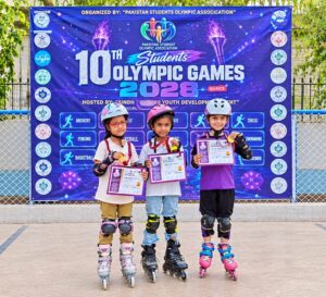 Areeba Ahmer wins skating race at Students Olympic Games 2026