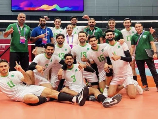 Pakistan volleyball team training for Asian Games in Japan