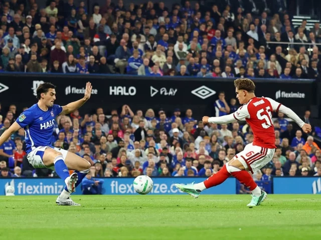 Arsenal teenager Max Dowman scores twice against Ipswich Town in League Cup