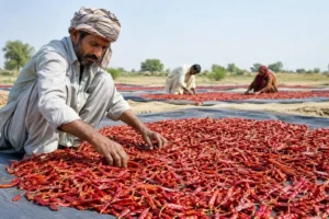 Geotextile drying sheets distributed to chilli farmers in Kunri Sindh
