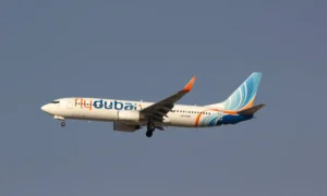Passengers from a Flydubai flight arrive at Tel Aviv airport after an emergency diversion to Saudi Arabia.
