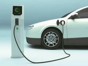 Range-extended electric vehicle charging at a station in Pakistan.