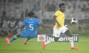 Brazil players celebrate 4-0 win over India in Kolkata friendly
