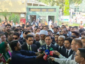 Peshawar High Court hearing petitions challenging the imposition of emergency and governor’s rule in Khyber-Pakhtunkhwa