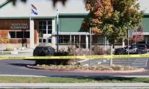Police respond to a deadly shooting at Silver Rail Elementary School in Bend, Oregon.