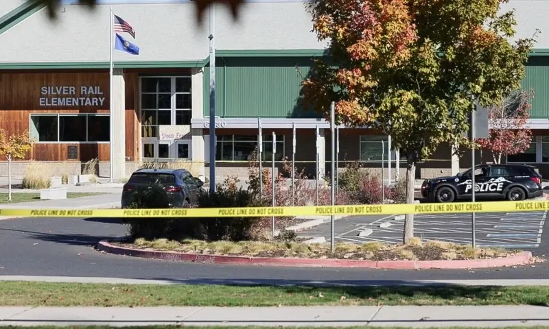 Police respond to a deadly shooting at Silver Rail Elementary School in Bend, Oregon.